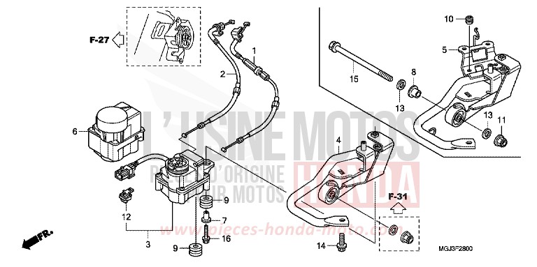 SERVO-MOTEUR de CBF1000F ABS PEARL COOL WHITE (NHA16) 2011